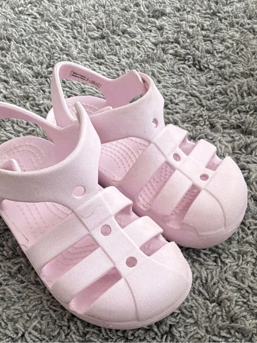 CROCS Light Pink Closed-Toe Kids Sandals with Back Strap